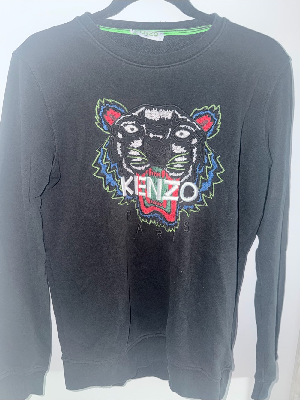 Kenzo Black Sweatshirt with Multicolor Tiger Embroidery